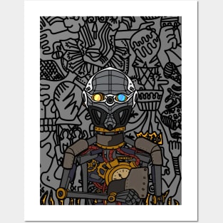 Embrace the Shadows: NFT Character - RobotMask Doodle - The Dark One Edition on TeePublic Posters and Art